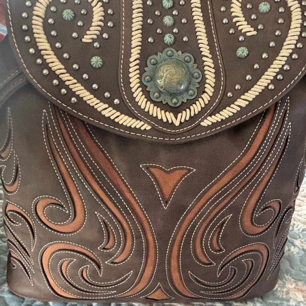 Montana West Brown and Tan Embroidered Backpack